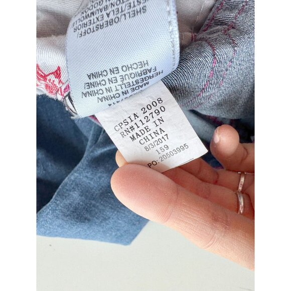 Girls' TRUE RELIGION Floral Patch Medium Dark Rinse Skinny Jeans, Size 6X - Picture 15 of 16